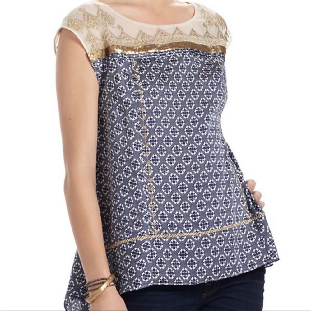 Anthropologie Floreat medium gold stream blouse